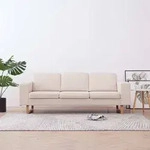 vidaXL 3-Sitzer-Sofa Stoff Cremewei&szlig;