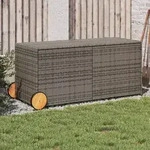 vidaXL Gartentruhe mit Rollen Grau 283L Poly Rattan