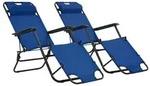 vidaXL Klappbare Sonnenliegen 2 Stk. mit Fu&szlig;ablage Blau