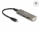 Delock 3 Port USB 10 Gbps Hub inklusive SD und Micro Card Reader mit Type-C - Gr