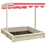 vidaXL Sandkasten mit Verstellbarem Dach Tannenholz Wei&szlig; und Rot UV50