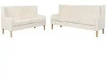 vidaXL 2-tlg. Sofa-Set Stoff Cremewei&szlig;