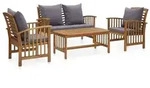 vidaXL 4-tlg. Garten-Lounge-Set mit Auflagen Massivholz Akazie