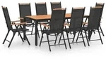 vidaXL 9-tlg. Garten-Essgruppe Aluminium Schwarz