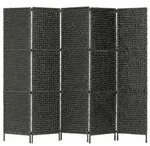 vidaXL 5-teiliger Paravent Schwarz 193&times;160 cm Wasserhyazinthe