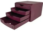 Schubladenbox m.Auszugssperre 4 Schubl.rot H215xB265xT332mm HELIT