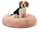 lionto Hundebett aus Pl&uuml;sch in Donut-Form, 80 cm Durchmesser, rosa