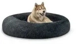 lionto Hundebett aus Pl&uuml;sch in Donut-Form, 120 cm Durchmesser, dunkelgrau