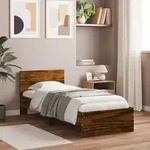 vidaXL Bettgestell mit Kopfteil R&auml;uchereiche 90x190 cm Holzwerkstoff
