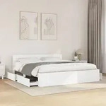 vidaXL Bettgestell mit Kopfteil ohne Matratze Wei&szlig; 180x200 cm