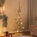 vidaXL Weihnachtsbaum Metall mit Holzst&auml;nder Schwarz 180 cm