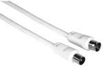 hama 00205028 Antennen-Kabel, Koax-Stecker - Koax-Kupplung, 1,5 m, 75 dB, Wei&szlig;