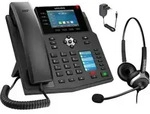 GEQUDIO GX5+ IP Telefon mit Netzteil & Headset - f&uuml;r Fritzbox, Telekom -