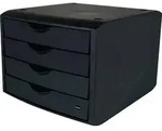 Schubladenbox m.Auszugssperre 4 Schubl.schwarz H215xB265xT332mm HELIT