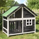 vidaXL Hundeh&uuml;tte Grau 96x60,5x87 cm Massivholz Kiefer