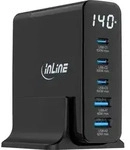 InLine&reg; USB PD Netzteil, GaN Ladeger&auml;t, 5-Port, USB-C + USB-A, 140W, mit Display