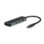 ROLINE Dockingstation Typ C, 4K HDMI, 2x 3,5mm Audio (TRRS + TRS) Adapter,
