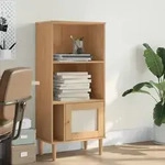 vidaXL B&uuml;cherschrank SENJA Rattan-Look Braun 60x35x130 cm Kiefernholz