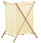 vidaXL W&auml;schekorb Zedernholz und Stoff Beige 42x41x64 cm