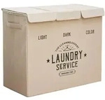 W&auml;schekorb 3 F&auml;cher - 84L W&auml;schesammler Beige mit Deckel - W&auml;sche Organizer...