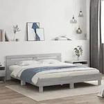 vidaXL Bettgestell mit Kopfteil Grau Sonoma 200x200cm Holzwerkstoff