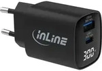InLine&reg; USB PD Netzteil, GaN Ladeger&auml;t, QC, USB-C + USB-A, 30W, mit Display...