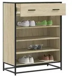 vidaXL Schuhschrank Sonoma Eiche 75x38x97,5 cm Holzwerkstoff Metall