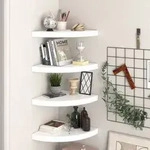 vidaXL Eck-Schweberegale 4 Stk. Hochglanz-Wei&szlig; 35x35x3,8 cm MDF
