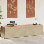 vidaXL Gartentruhe Beige 220x50x54 cm Poly Rattan Akazienholz