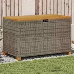 vidaXL Gartentruhe Grau 110x55x63 cm Poly Rattan Akazienholz
