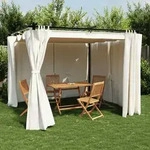 vidaXL Pavillon mit Vorh&auml;ngen Creme 3x3 m Stahl