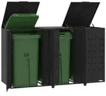 vidaXL M&uuml;lltonnenbox f&uuml;r 3 Tonnen Schwarz 207x79x117 cm Stahl