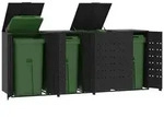 vidaXL M&uuml;lltonnenbox f&uuml;r 4 Tonnen Schwarz 276x79x117 cm Stahl