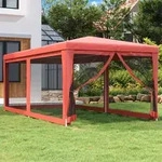 vidaXL Partyzelt mit 6 Mesh-Seitenw&auml;nden Rot 3x6 m HDPE