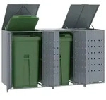 vidaXL M&uuml;lltonnenbox f&uuml;r 3 Tonnen Grau 207x79x117 cm Stahl