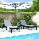 vidaXL Sonnenliegen 2 Stk. Schwarz 199,5x60x74 cm Massivholz Kiefer