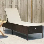 vidaXL Sonnenliege mit Auflage Braun Poly Rattan