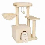 lionto Kompakt-Kratzbaum 85 cm, platzsparender Katzenbaum mit Spielball,...