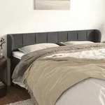 vidaXL Kopfteil mit Ohren Dunkelgrau 183x23x78/88 cm Samt