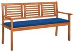 vidaXL 3-Sitzer-Gartenbank mit Auflage 150 cm Massivholz Eukalyptus