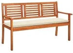 vidaXL 3-Sitzer-Gartenbank mit Auflage 150 cm Massivholz Eukalyptus