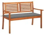 vidaXL 2-Sitzer-Gartenbank mit Auflage 120 cm Massivholz Eukalyptus