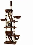 lionto Kratzbaum mit Deckenspanner, 230-250 cm gro&szlig;er Aktivit&auml;tsturm mit 2 H&ouml;hlen,