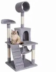 lionto Kratzbaum, stilvoller 133 cm Katzenbaum mit Pl&uuml;schbezug, robusten