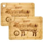 2x Massives Schneidebrett mit Saftrille 33x23 - 2cm Bambus Holzbrett - Ruschfest