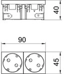 OBO Bettermann 6120489 Ger&auml;teeinsatz 2fach Steckdose (B x H x T) 90 x 45 x 40mm 1