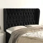 vidaXL Kopfteil mit Ohren Schwarz 147x23x118/128 cm Samt