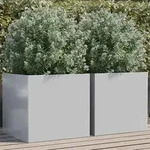 vidaXL Pflanzk&uuml;bel 2 Stk. Silbern 49x47x46 cm Verzinkter Stahl