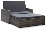 vidaXL 2-tlg. Garten-Lounge-Set mit Auflagen Poly Rattan Grau