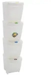 vidaXL Stapelbare M&uuml;lleimer 4 Stk. Wei&szlig; 100 L Polypropylen